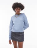 [Topshop] Topshop knitted crew jumper with exposed seams in light blue L Light blue