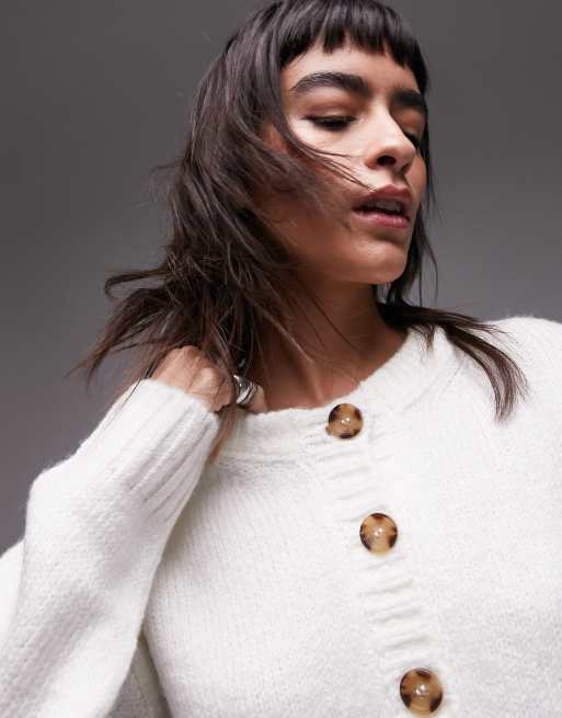 Topshop crew neck cardigan in ivory deals