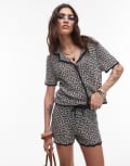 [Topshop] Topshop knitted crochet look pattern shirt in multi (part of a set)-Navy M Navy