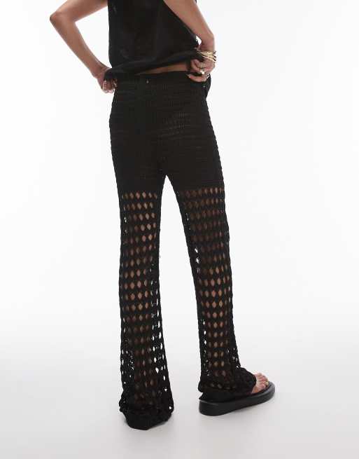 Topshop knitted crochet pants in black | ASOS