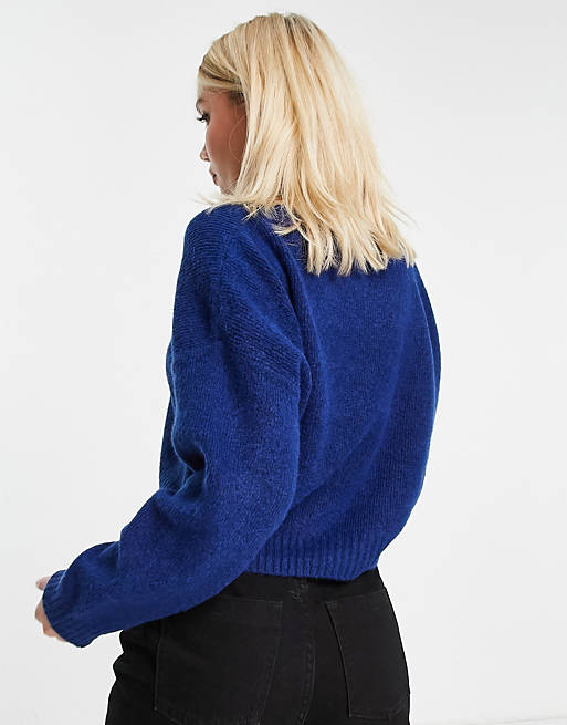 Women Topshop knitted crop v neck 