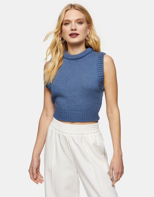 knitted cropped crew neck tank ASOS