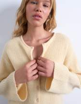 Topshop knitted easy ribbed relaxed cardigan in buttermilk