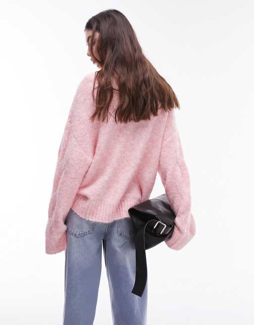 Pink fluffy sale jumper topshop