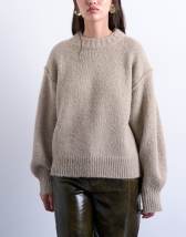 Topshop knitted fluffy exposed seam easy jumper in oat