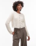 [Topshop] Topshop knitted fluffy micro cardi in ivory-White XS IVORY