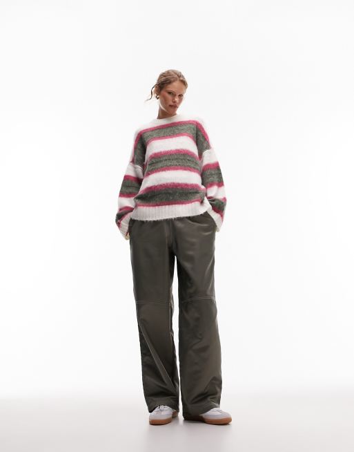 ASOS Design Oversized Fluffy Stripe Sweater