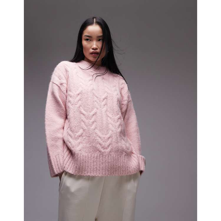 Pink Sweater Topshop Knitwear Sale Pink Topshop Cable Knit Jumper