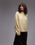 [Topshop] Topshop knitted fluffy relaxed jumper in buttermilk-Yellow XS Buttermilk