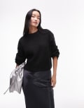 [Topshop] Topshop knitted fluffy relaxed ultimate jumper in black L BLACK