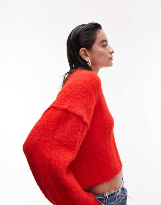 Cropped red clearance jumper