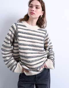 Knitted forward seam stripe jumper in mono