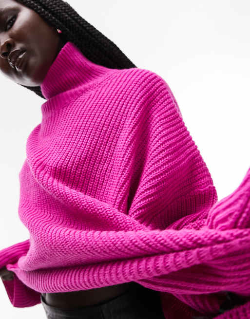 Pink roll neck jumper topshop sale