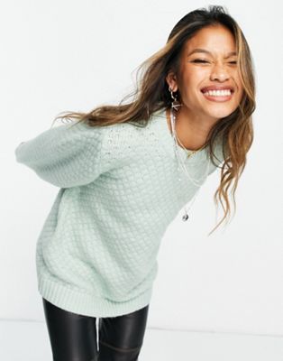 Topshop knitted jumper with honeycomb stitch in mint