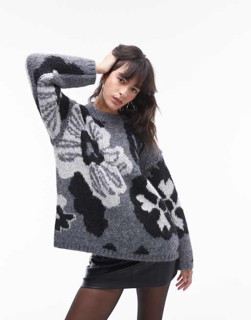 Topshop Choose Happy Intarsia 2024 Oversized Sweater