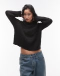 [Topshop] Topshop knitted lofty cable relaxed jumper in black M BLACK