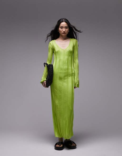 Lime green 2025 sheer dress