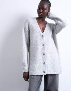Knitted longline easy cardigan in grey