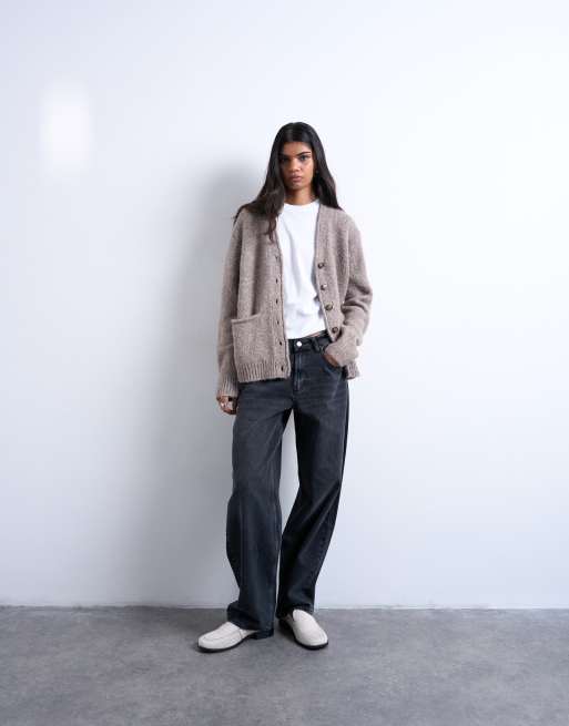 Topshop knitted longline pocket chunky wool mix cardigan, 2 of 4
