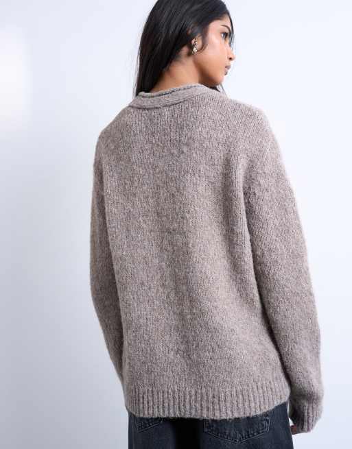 Topshop knitted longline pocket chunky wool mix cardigan, 4 of 4