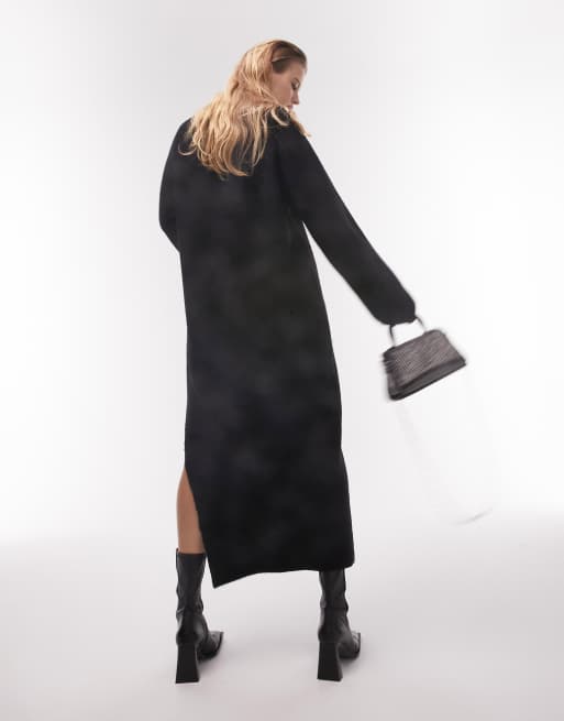Topshop knitted maxi dress in black | ASOS