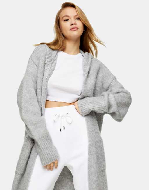 Topshop Knitted Maxi Hoodie Cardi Asos