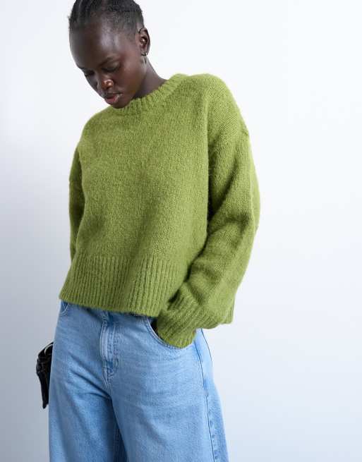 Topshop knitted mid ultimate jumper in green