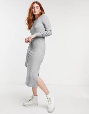 topshop grey ribbed dress