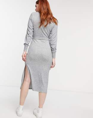 topshop grey ribbed dress