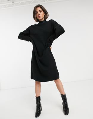 midi black knit dress