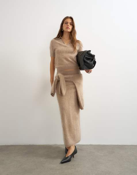 Topshop knitted mix and match brushed pure premium in neutral - view 1