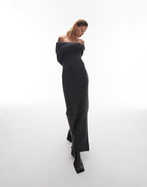 Off shoulder long dress on sale black