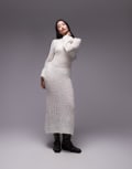 [Topshop] Topshop knitted open boucle maxi dress in ivory-White S IVORY