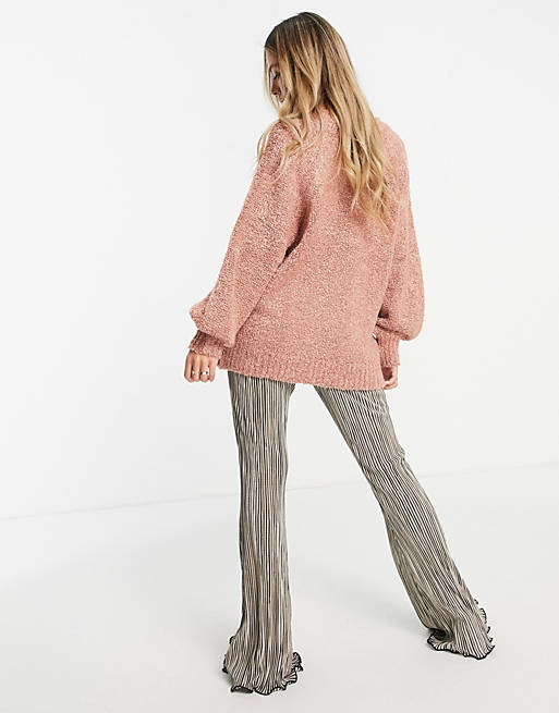 Jumpers & Cardigans Topshop knitted oversized boucle jumper in rose 