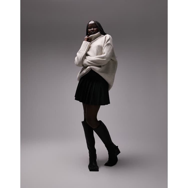 トップス Stone  knit sweater Topshop knit oversized exposed seam fluffy crew neck sweater