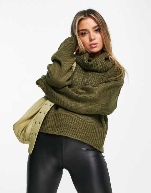 Plt Khaki Roll Neck Knit Ski Base Layer Top