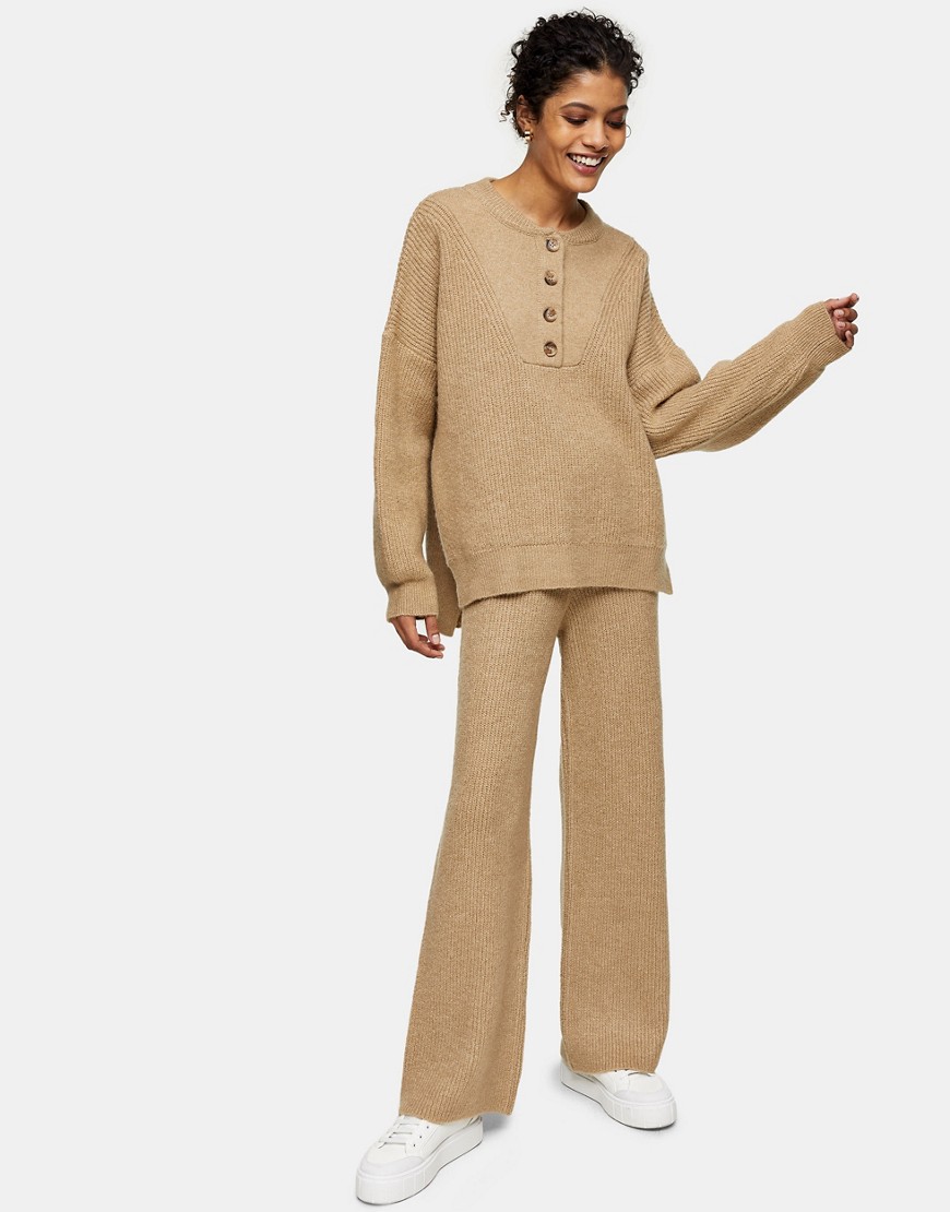 Topshop knitted pants in beige-Brown