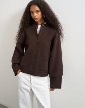 Topshop knitted pocket front cardigan in brown
