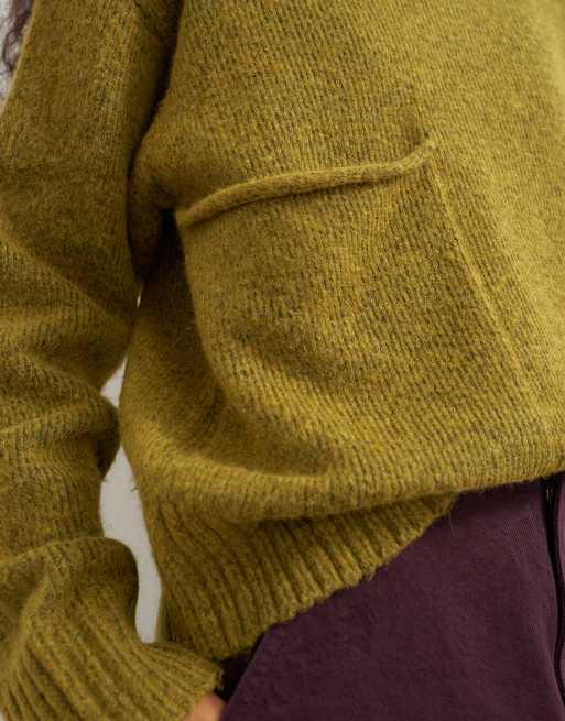 Topshop knitted pocket jumper in corn, 2 of 4