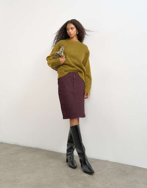 Topshop knitted pocket jumper in corn, 3 of 4