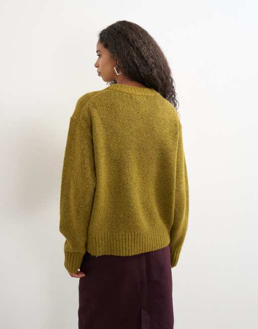 Topshop knitted pocket jumper in corn, 4 of 4