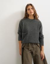 Topshop knitted pocket jumper in smoke