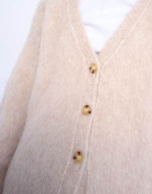 Knitted premium alpaca cardigan in beige | Topshop