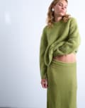 [Topshop] Topshop knitted premium alpaca crew neck boxy jumper in green S Green
