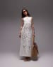 Topshop knit premium crochet maxi dress in blue