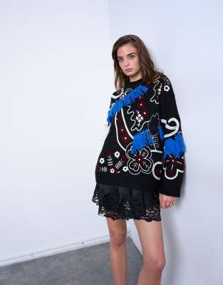 topshop black jumper dress Attractive V-Neck Short Sleeves Sequins Sparkly Prom Dress for Black G   SQOSA