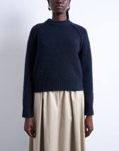 Topshop knitted raglan exposed seam jumper in navy
