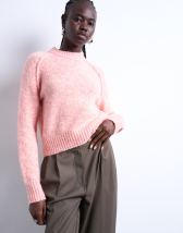 Topshop knitted raglan exposed seam jumper in pink