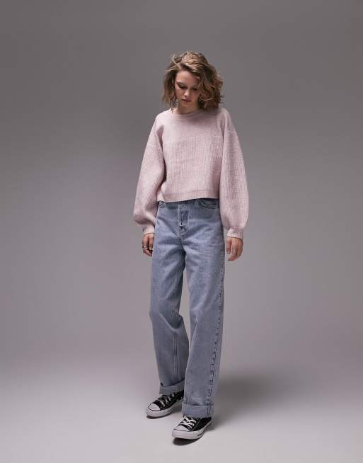 Topshop pink cropped on sale jumper