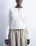 [Topshop] Topshop knitted ribbed button crew cardigan in white XS Snow
